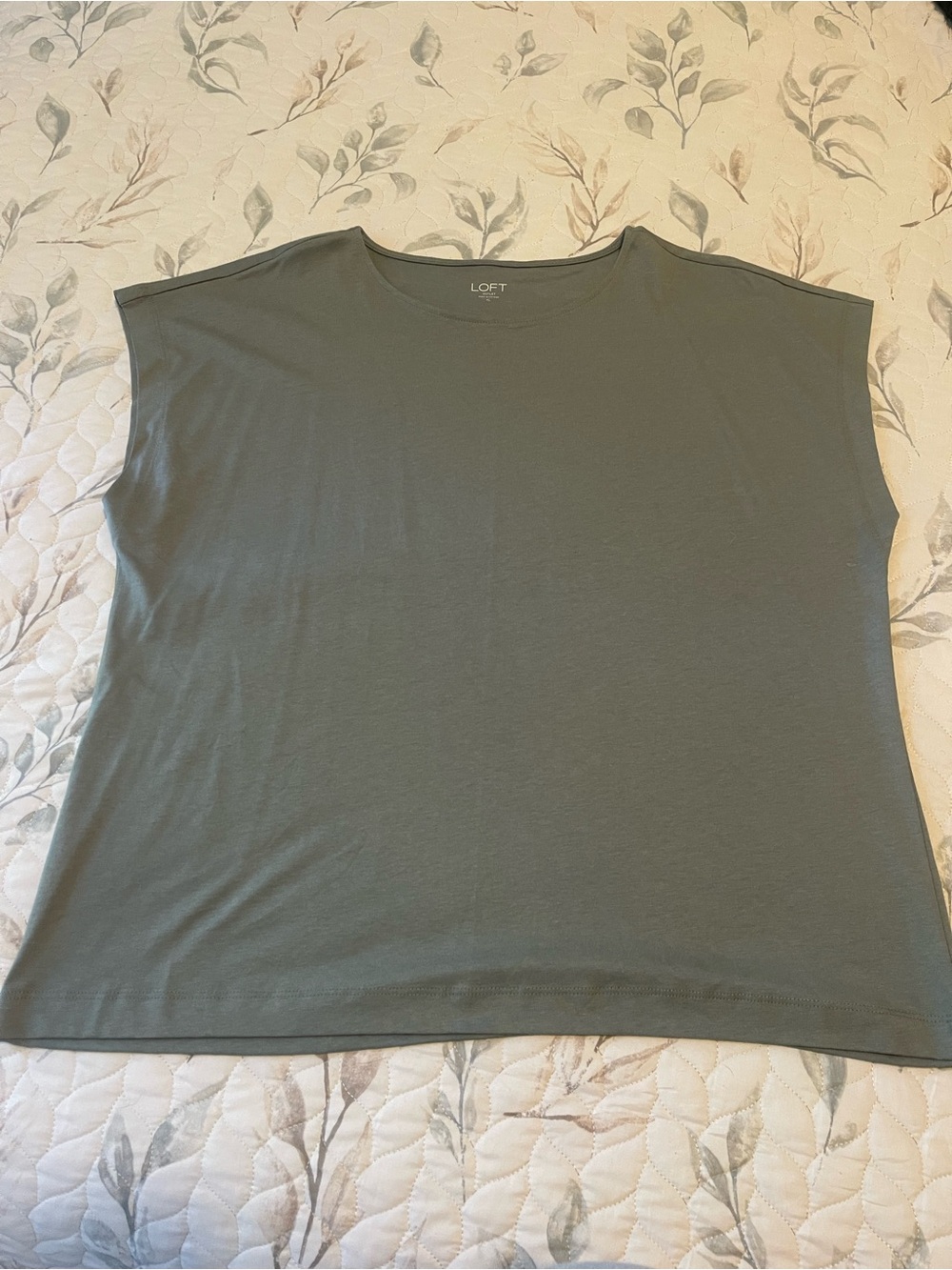 LOFT Olive Green Boxy Short Sleeve Tee